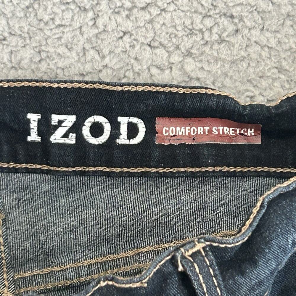 IZOD Comfort Stretch Straight Mens Jeans 34x30 (34X28) Fit Dark Wash Blue Denim - Picture 3 of 13
